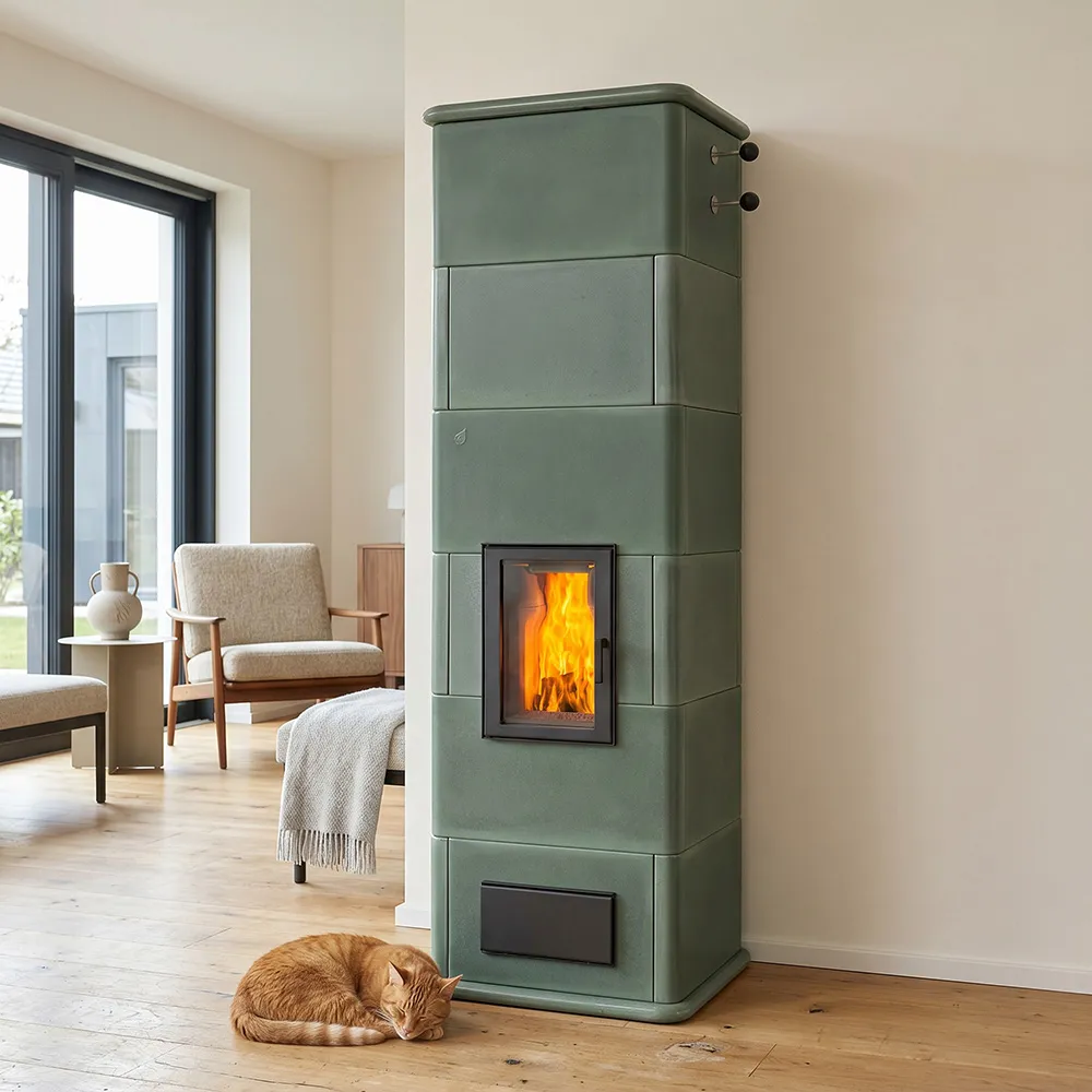 Gleichmäßige Strahlungswärme eines Tigchel-Speicherofens im Wohnraum